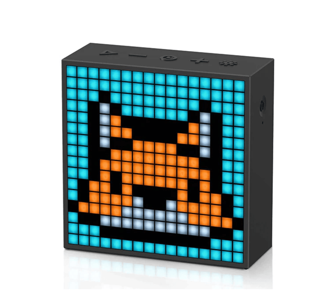 DIVOOM Timebox-Evo pixel art Bluetooth speaker, LED display, customizable animations, fun gaming gift for boyfriend.