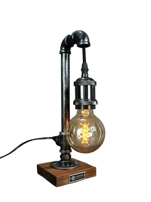  STEAMPUNK industrial table lamp, retro metal design with warm Edison bulb, great tech-inspired gift for him.