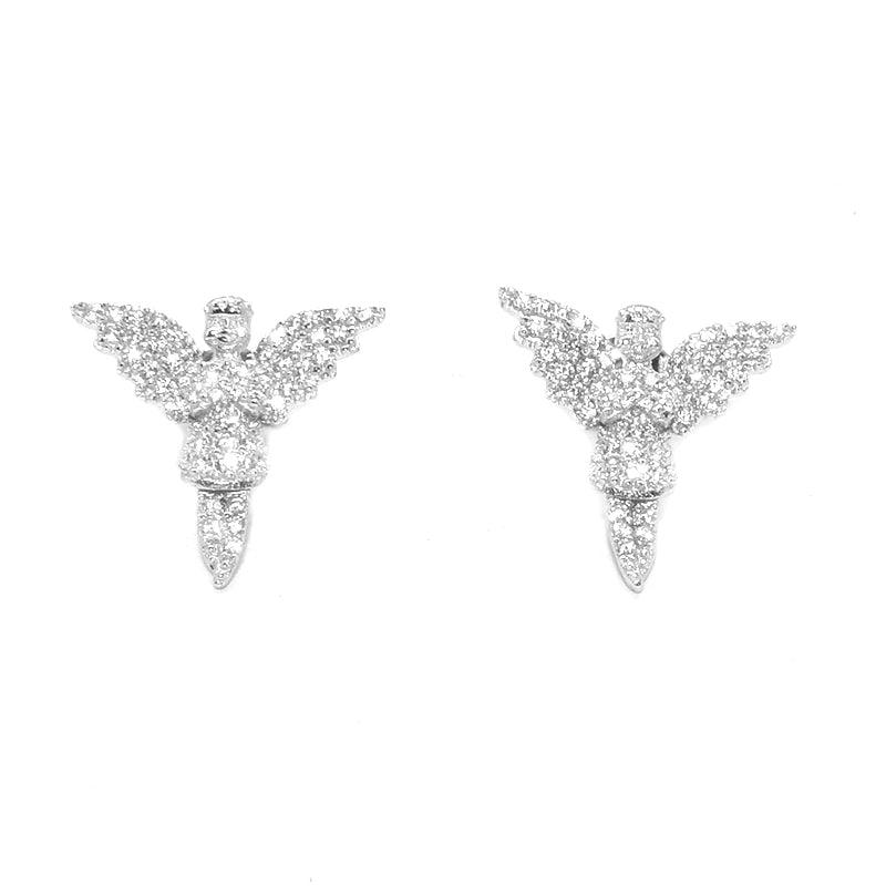 TWO LEAVES Angel Stud Earrings – angelic design earrings, perfect gift for him | Stylish boyfriend gift idea